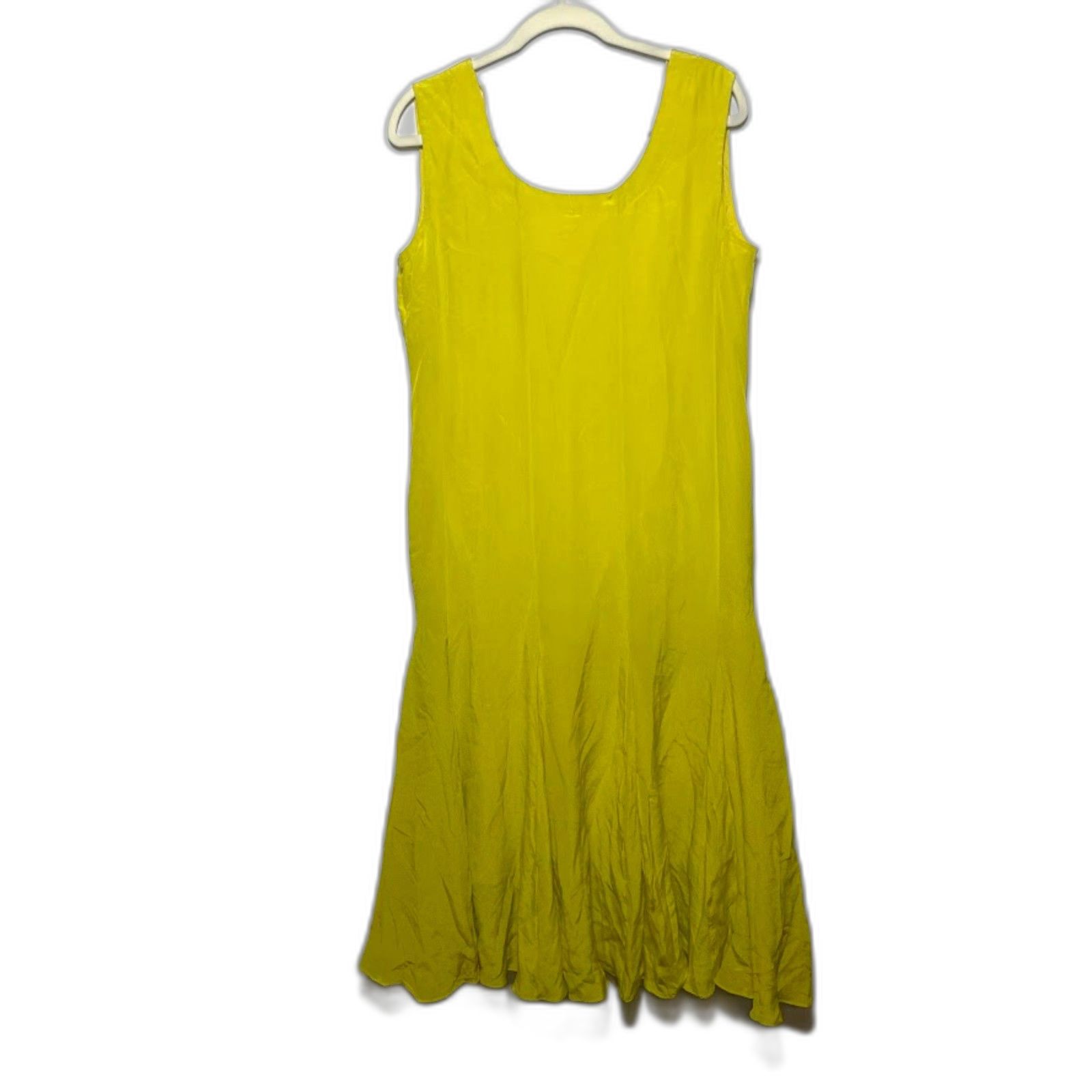Azeeza Dress Women's Size Xl Green Chartreuse Silk Designer Sheath Art To Wear